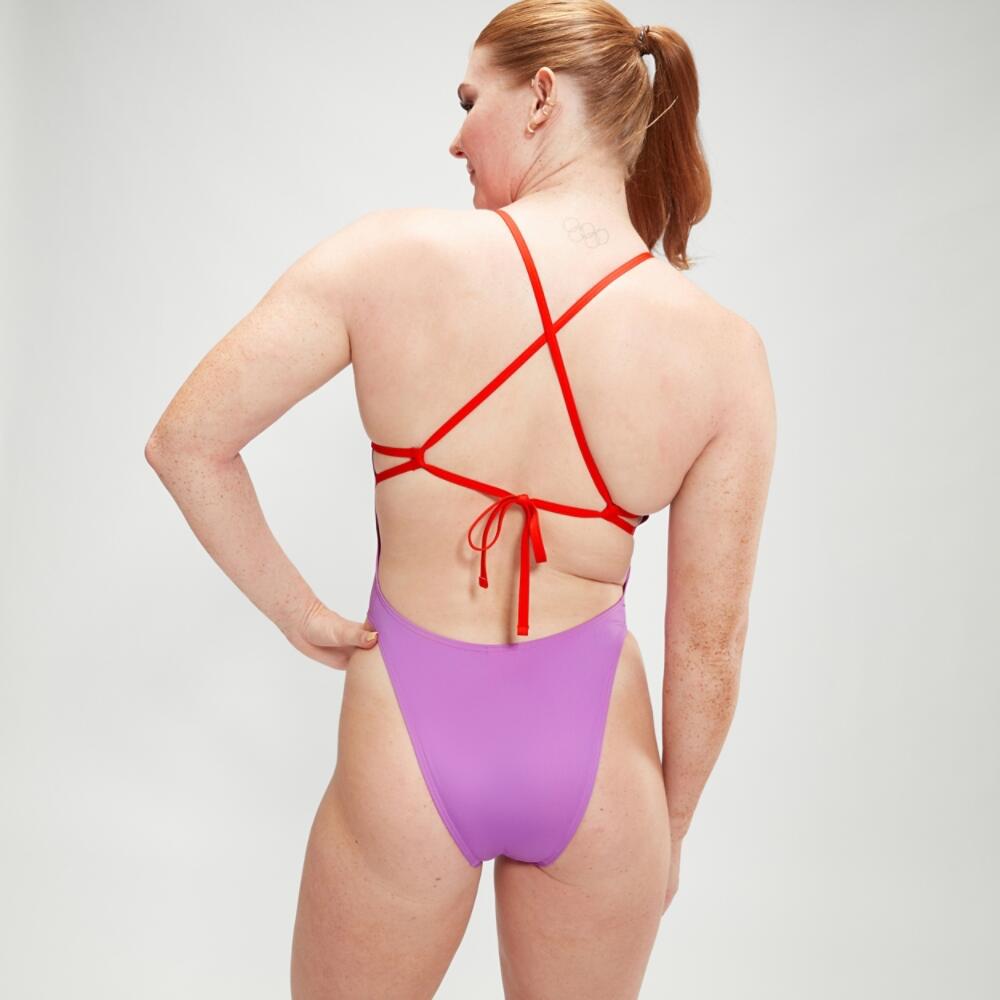Womens Solid Tie Back Swimsuit 3/7