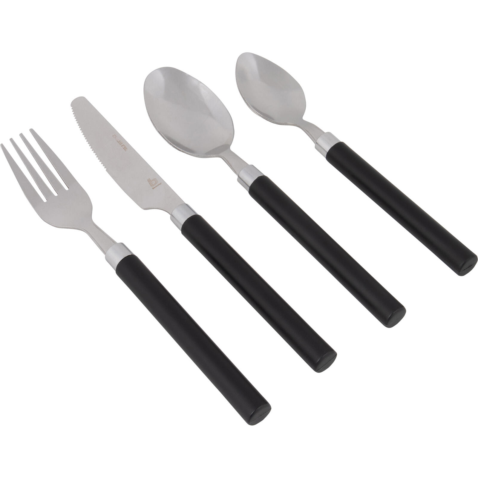 Bo-camp - Set De Couverts Camping Voyage En Acier Inoxydable 16 Pcs. - Couvert - Noir - Taille Unique - Decathlon