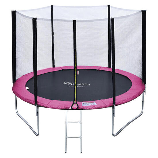 Trampoline 305cm réversible rose/gris ADELAÏDE + échelle, bâche et kit d'ancrage