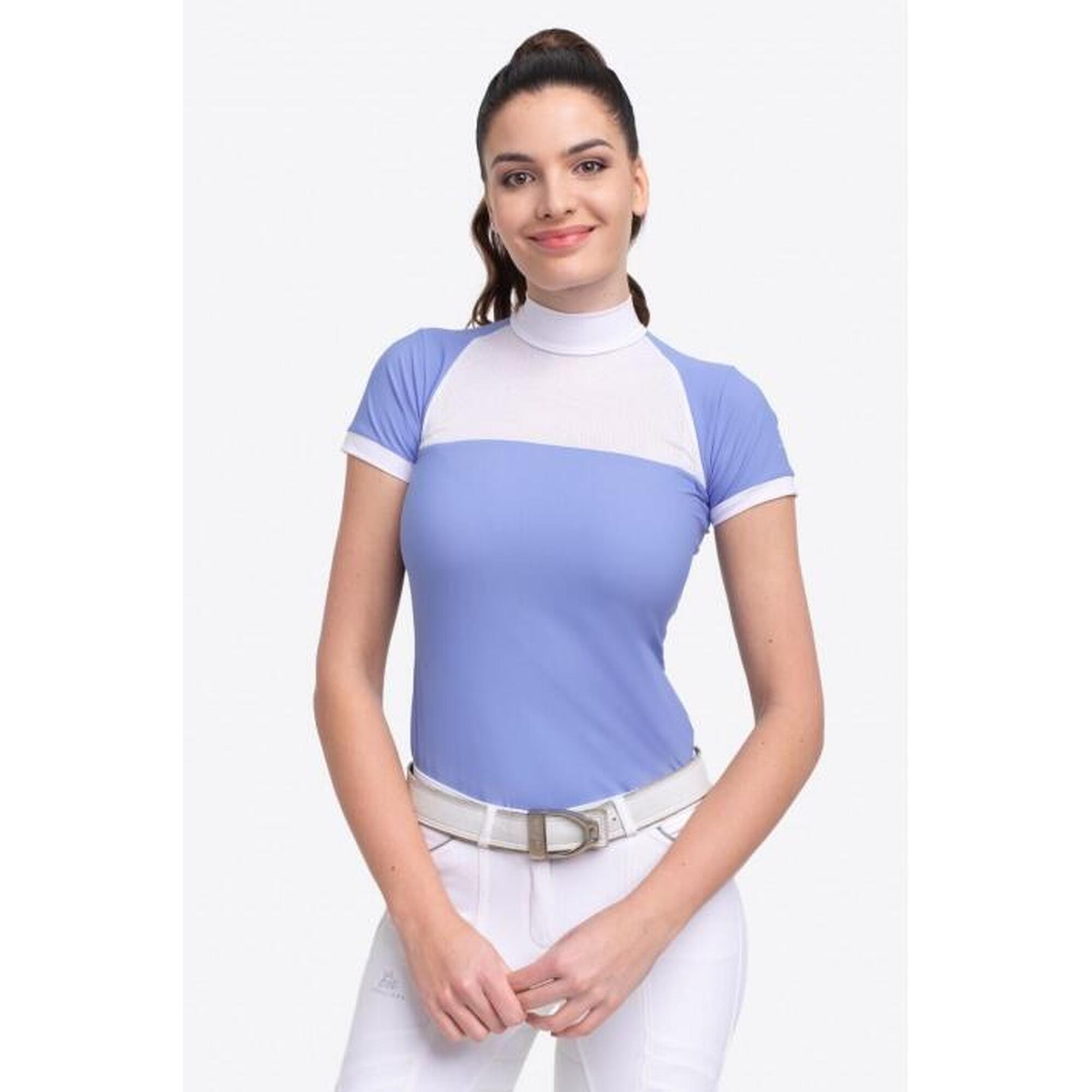Koszulka do zawodów jeździeckich damska BABY BLUE MESH