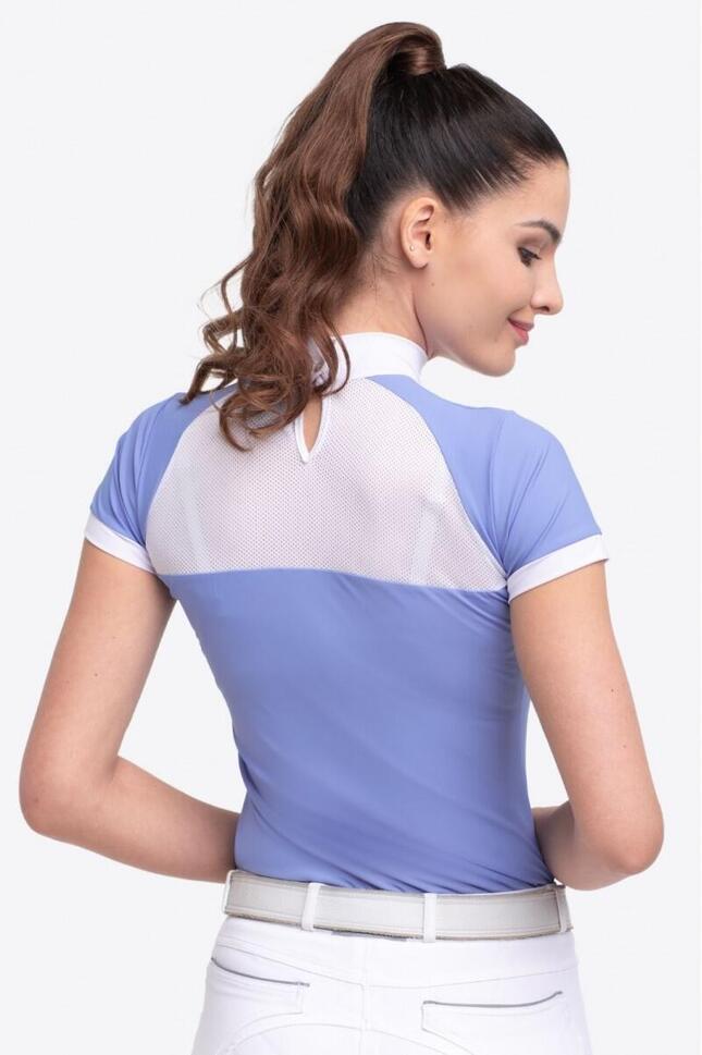 Koszulka do zawodów jeździeckich damska BABY BLUE MESH
