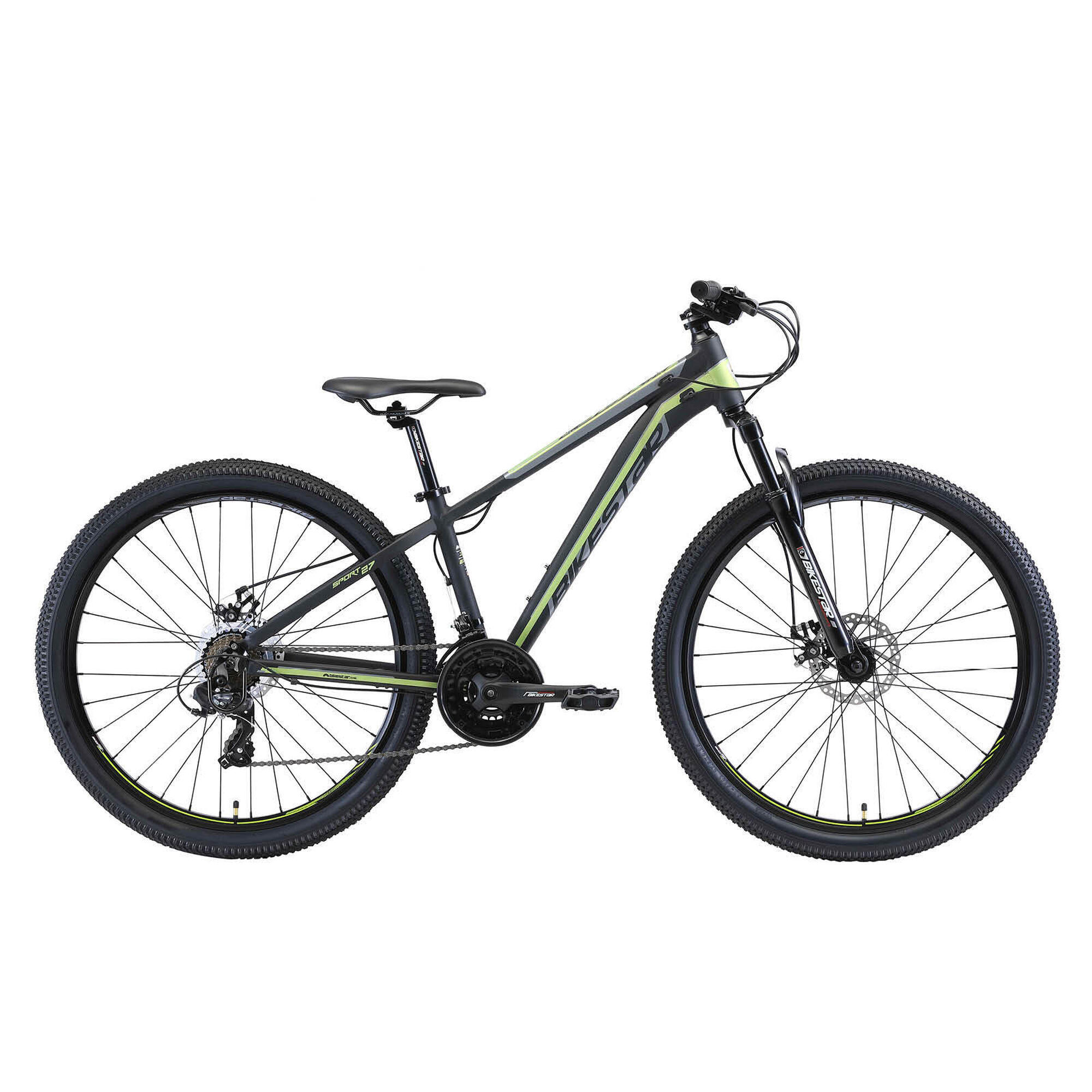Bikestar - Vtt 27.5" Aluminium, Semi-rigide, 21 Vitesses, Frein À Disque - Vélo Tout Terrain - Noir|vert - 35 - Decathlon