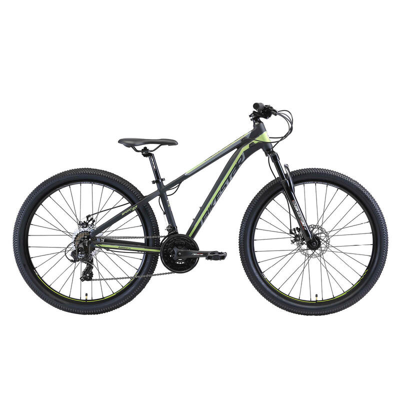 Bikestar 27,5 pouces, VTT sport semi-rigide 21 vitesses, noir / vert