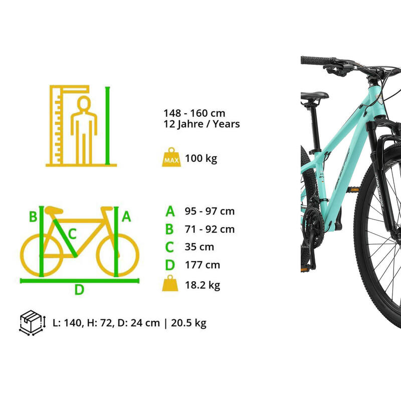 Bikestar VTT semi-rigide Alu Sport Small 27,5 pouces 21 vitesses