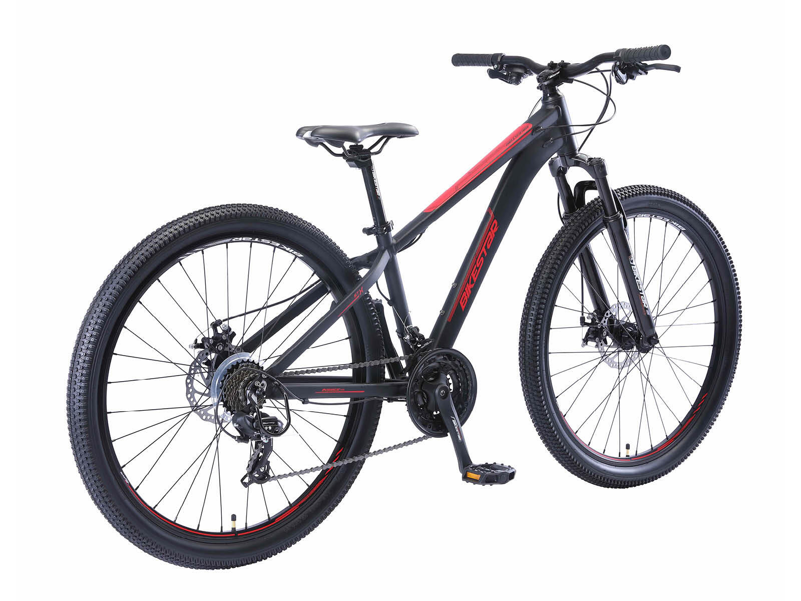 Bikestar Hardtail MTB Alu Sport S 27.5 inch 21 speed Zwart/rood 3/5