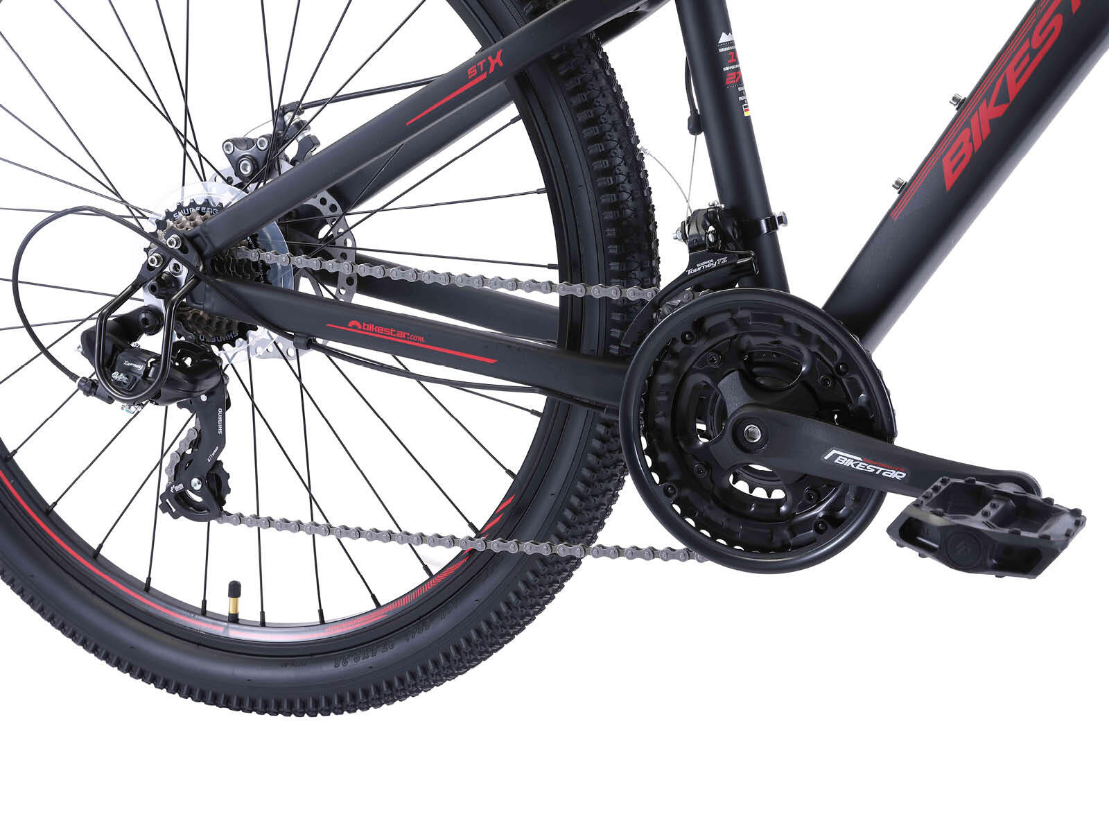Bikestar Hardtail MTB Alu Sport S 27.5 inch 21 speed Zwart/rood 5/5