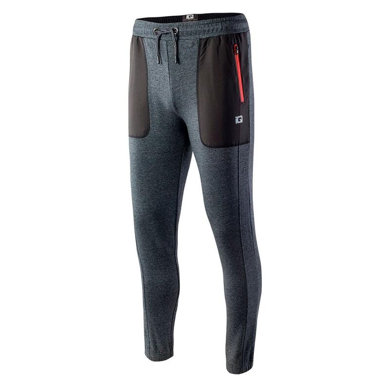 Pantalon de jogging RISAN Homme (Noir chiné / Noir / Orange sanguine)