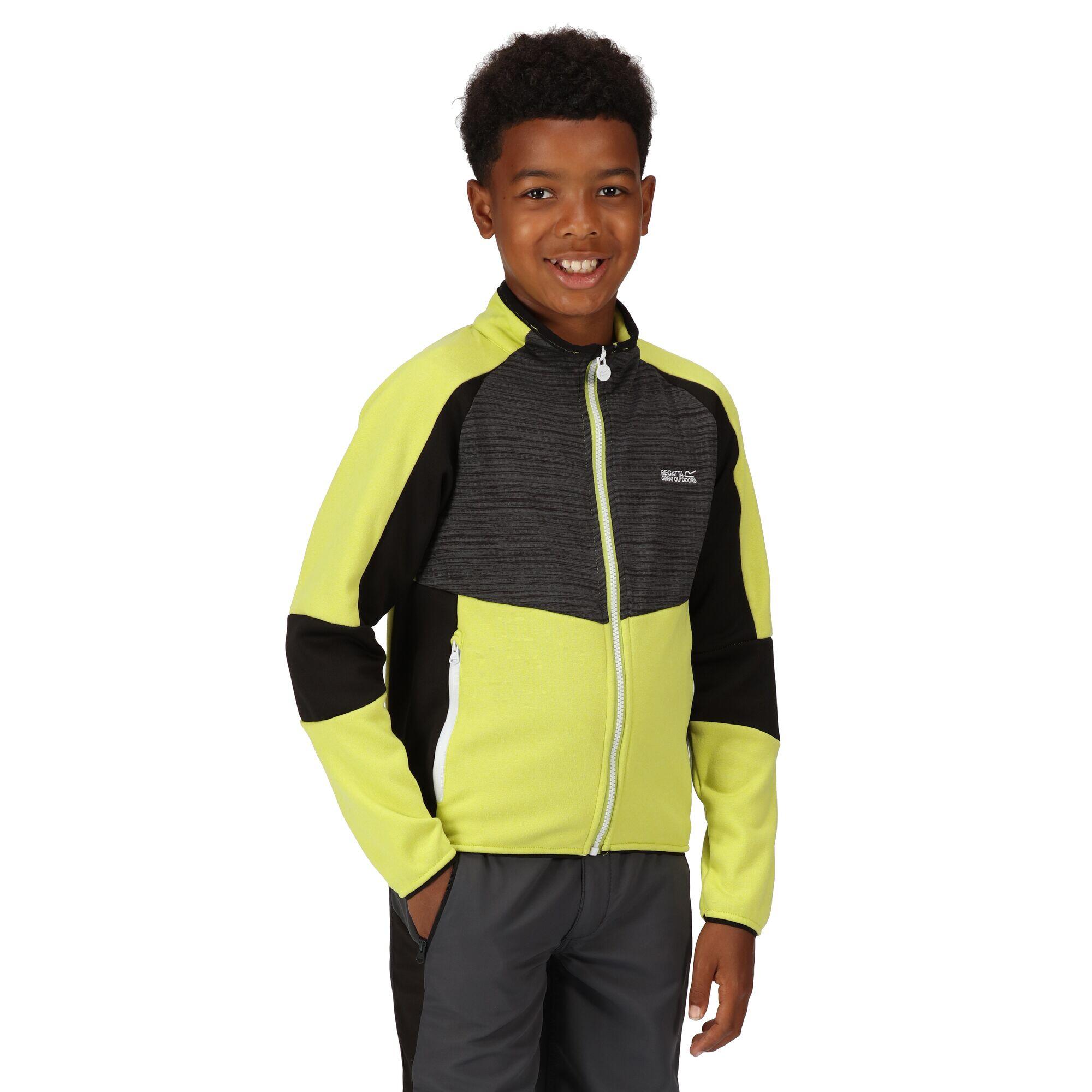 Childrens/Kids Oberon VII Marl Full Zip Fleece Jacket (Green Algae/Black) 3/5