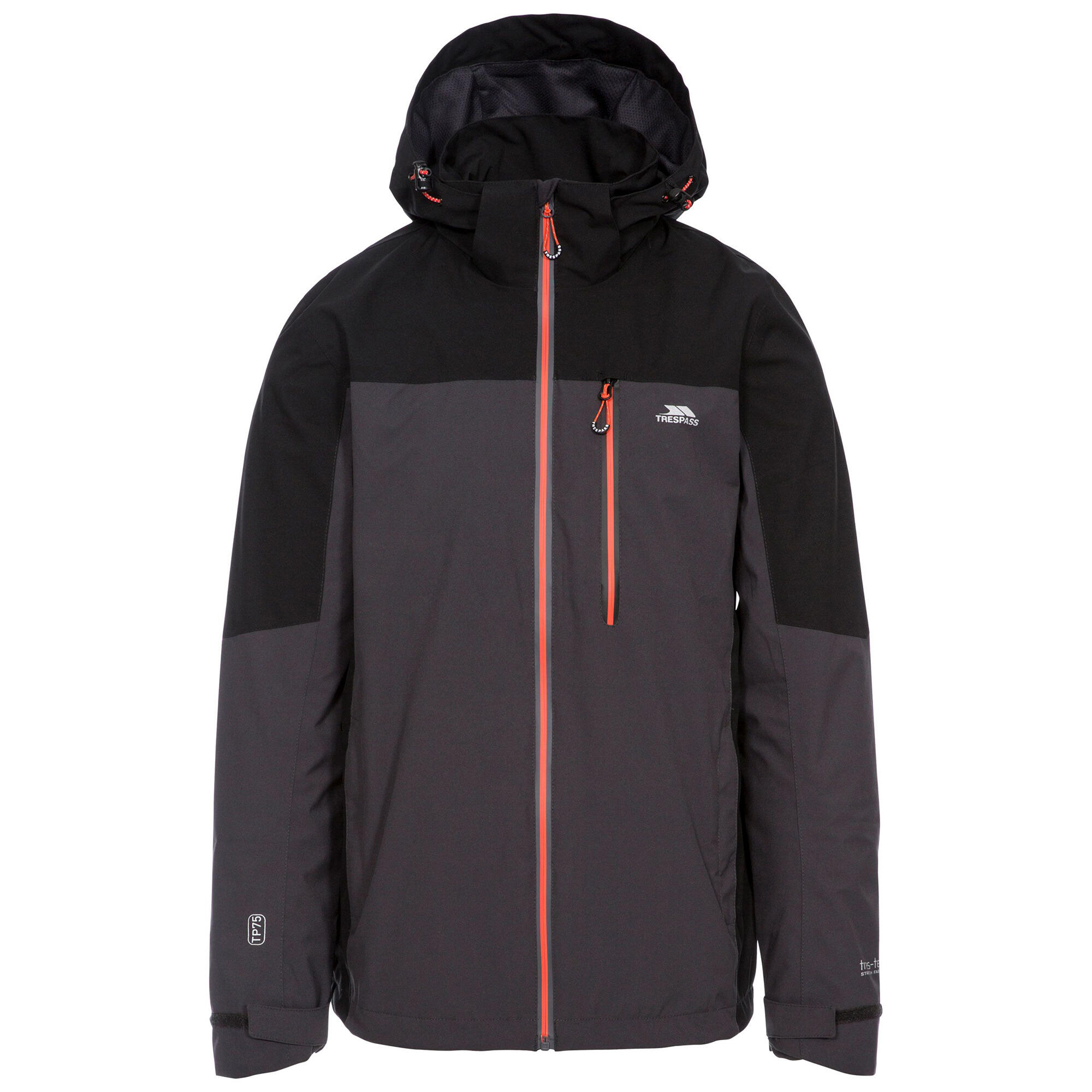TRESPASS Mens Tappin Hooded Waterproof Jacket (Dark Grey)