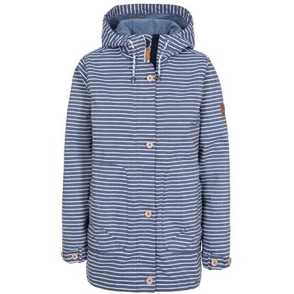 Regenjacke Offshore mit Kapuze, wasserfest Damen Marineblau gestreift