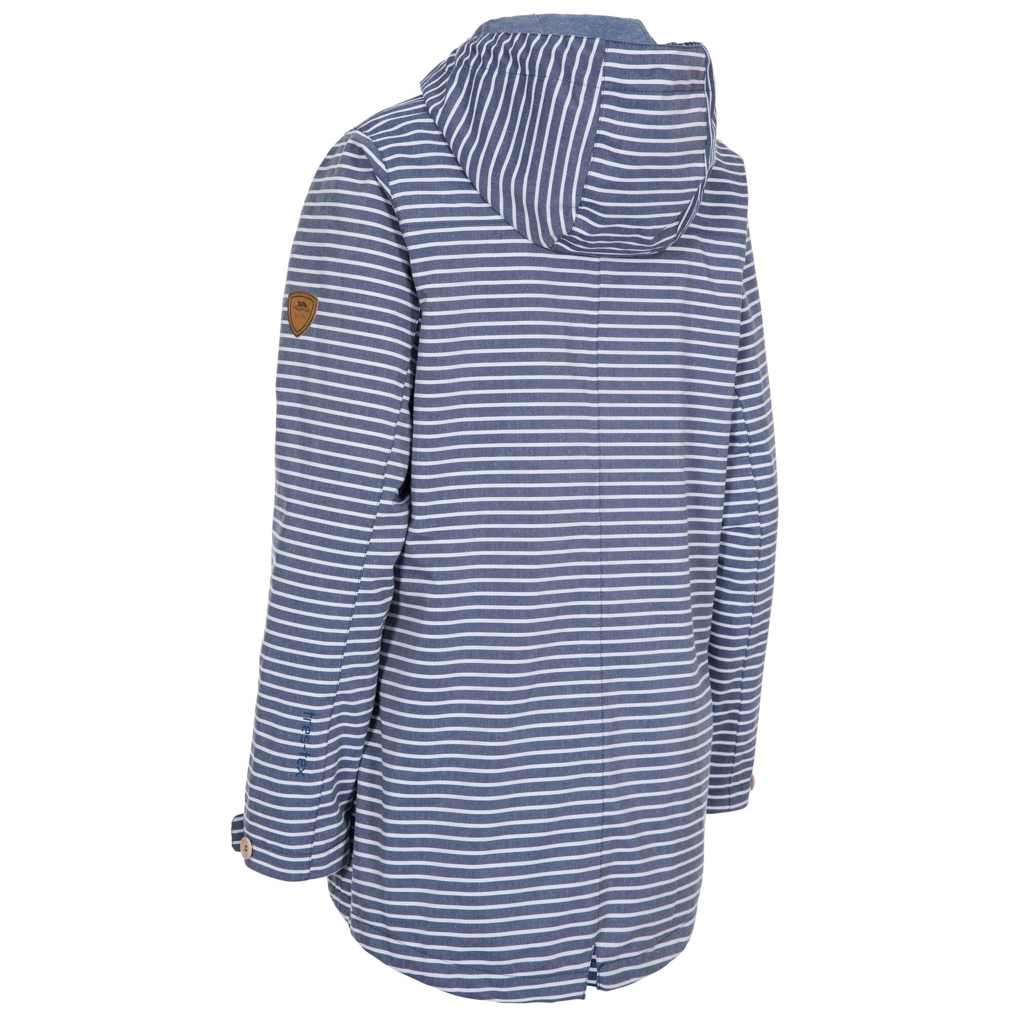 Regenjacke Offshore mit Kapuze, wasserfest Damen Marineblau gestreift 2/5
