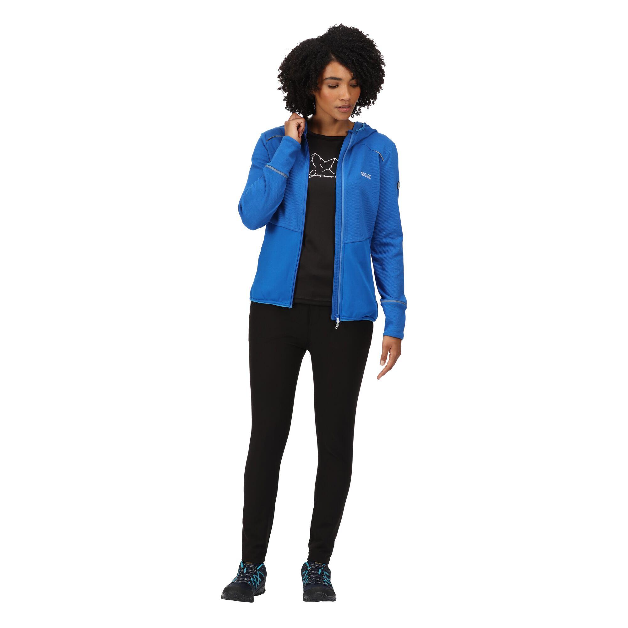 Womens/Ladies Textured Fleece Full Zip Hoodie (Lapis Blue/Sonic Blue) 4/5