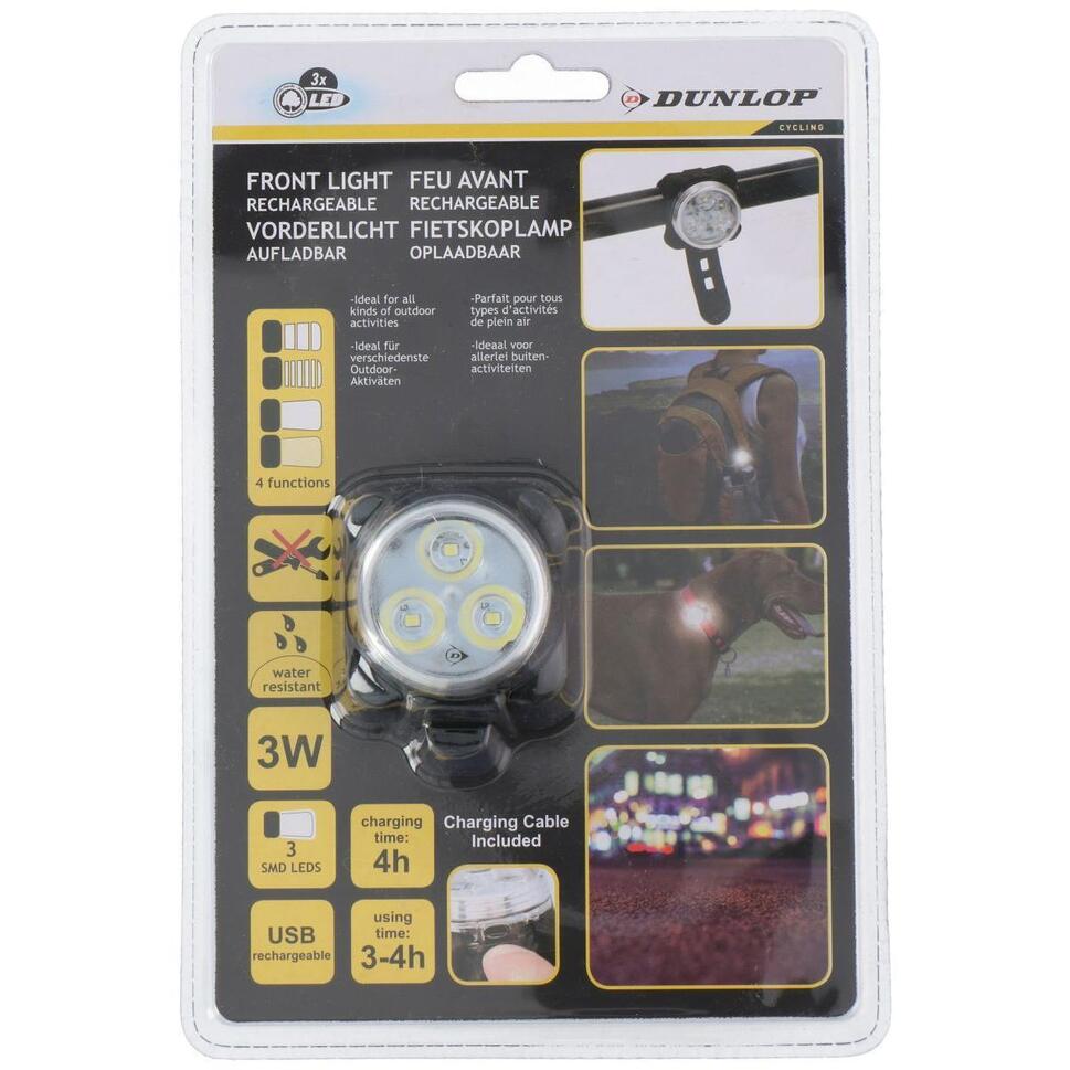 Lampka rowerowa przednia Dunlop 3 Led SMD USB thumbnail