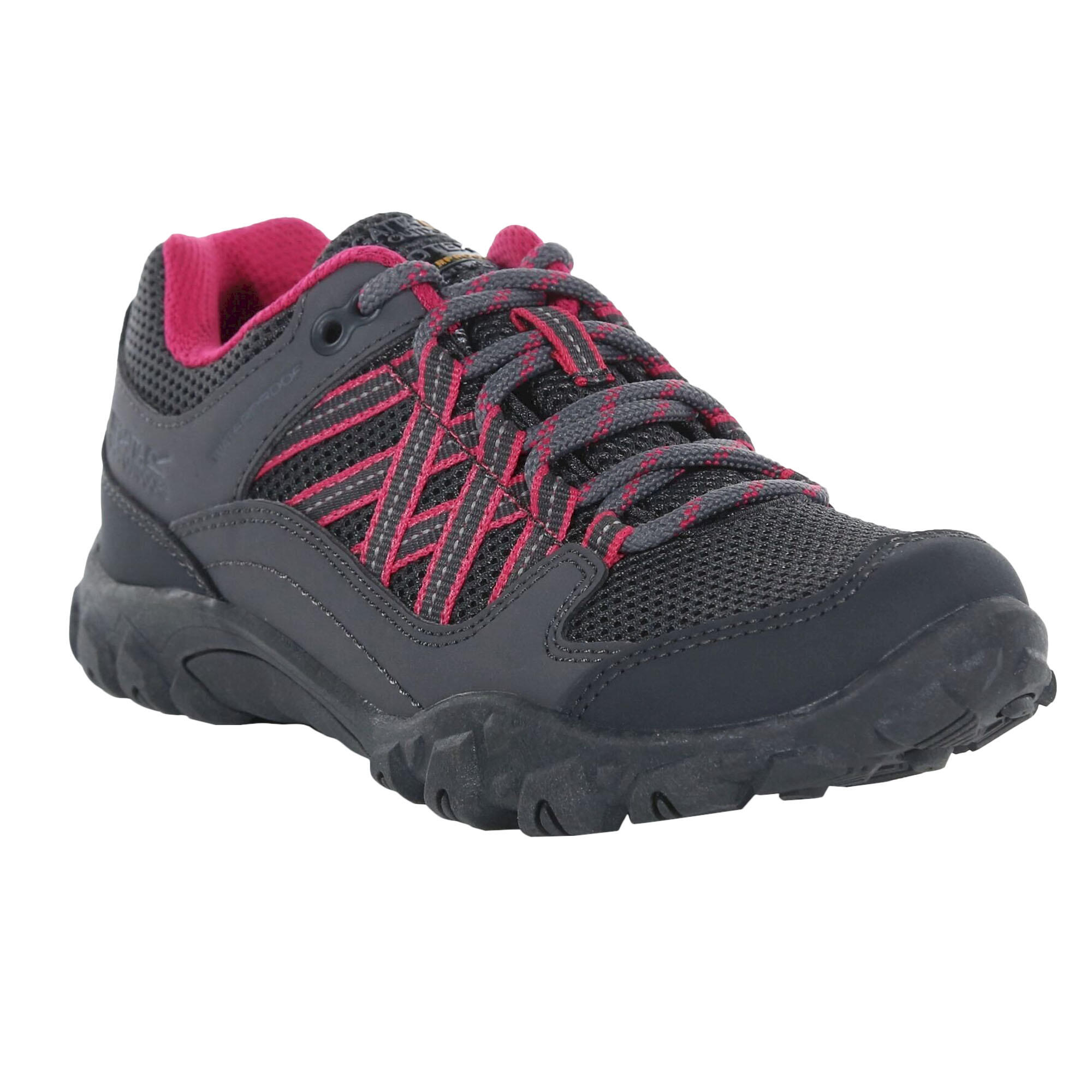 REGATTA Childrens/Kids Edgepoint Waterproof Walking Shoes (Steel/Pink Fusion)