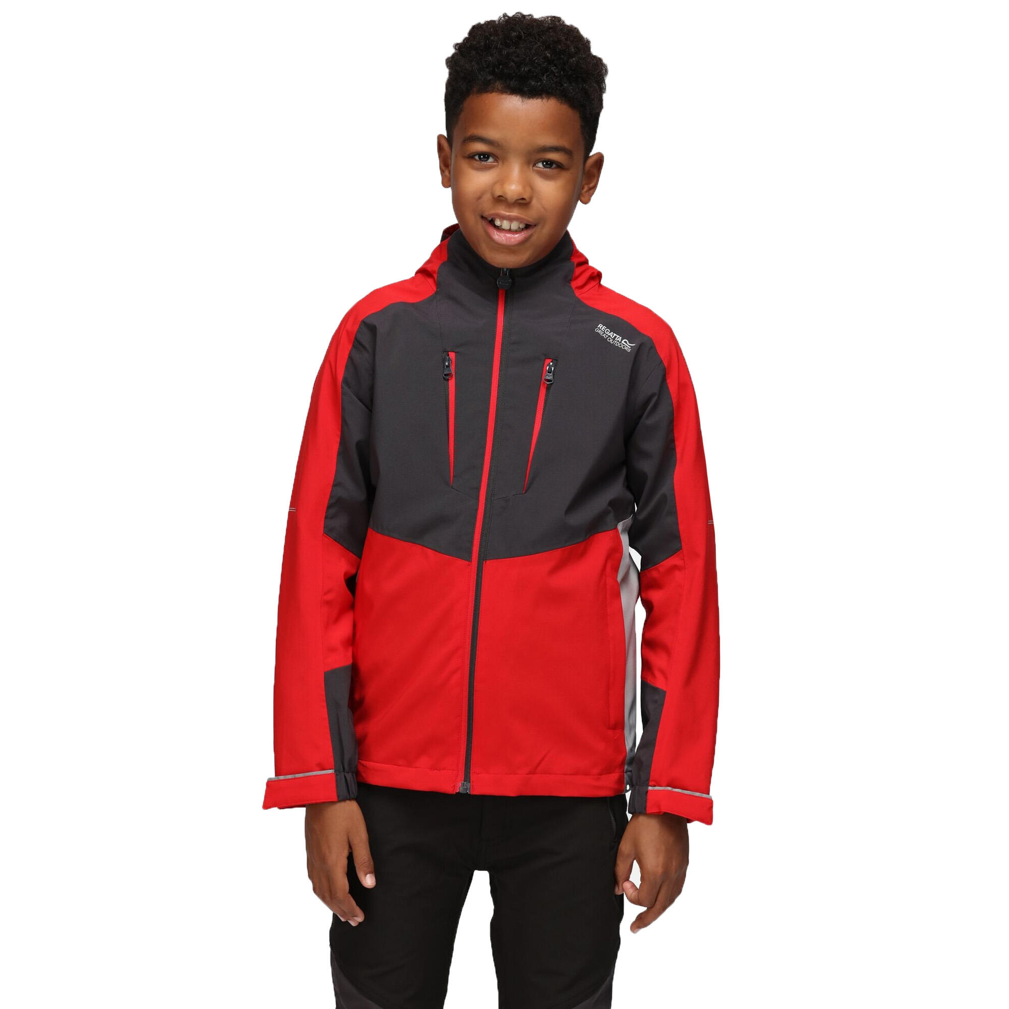 Childrens/Kids Highton III Waterproof Jacket (Chinese Red/Ash) 4/5