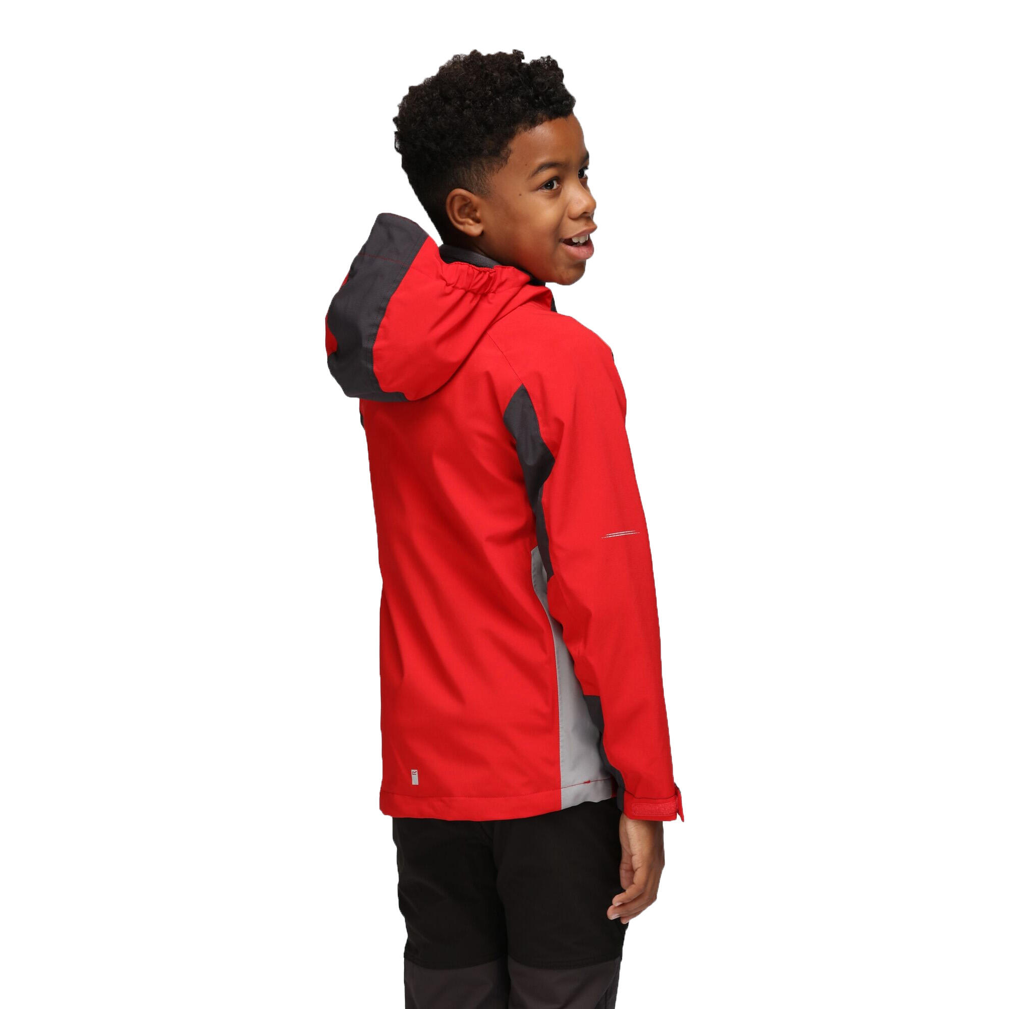 Childrens/Kids Highton III Waterproof Jacket (Chinese Red/Ash) 3/5