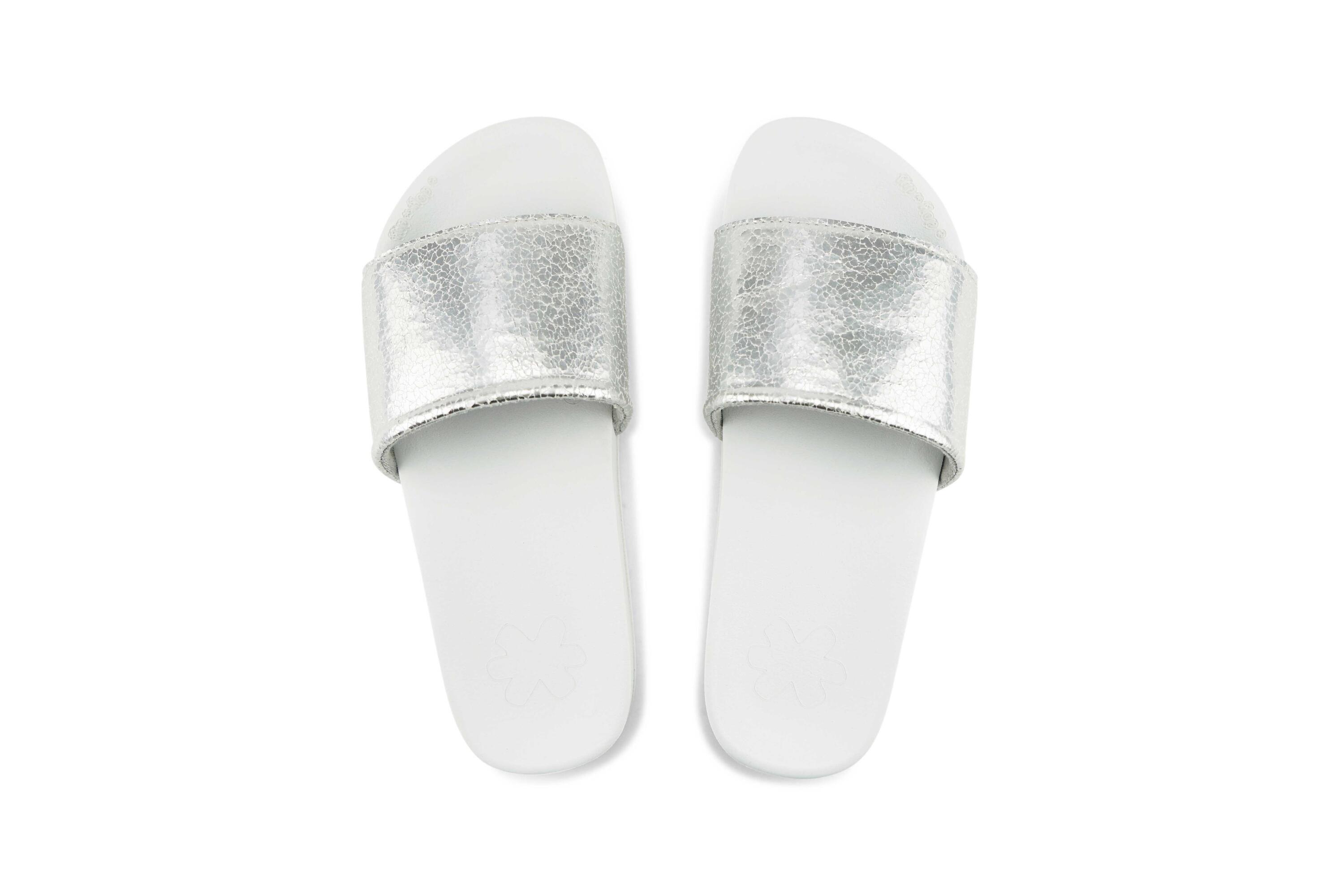 Femme Sandale pool metallic cracked Argent 3/4