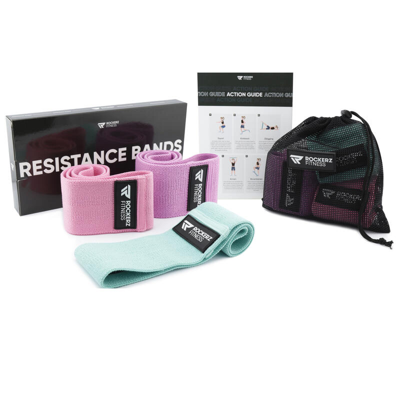 Weerstandsband - Resistance band - Fitness elastiek - 3 Stuks - Pastel