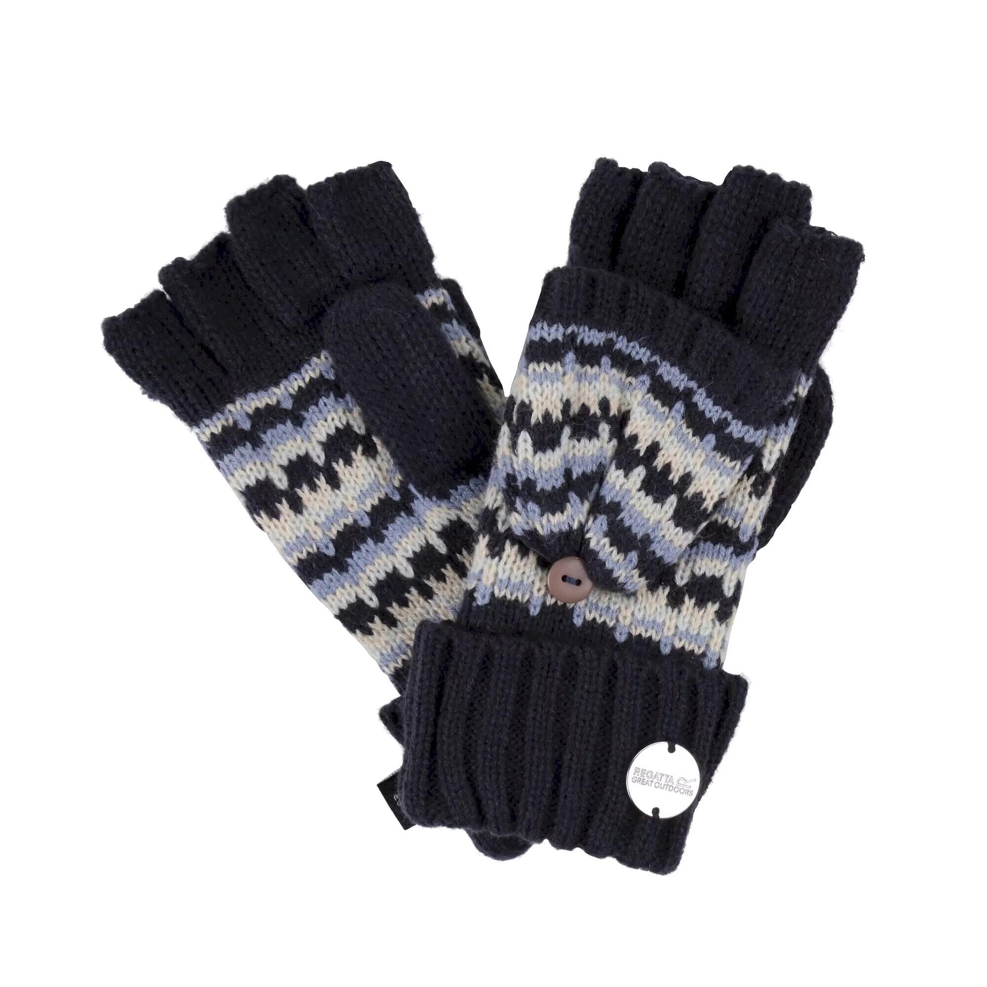 Childrens/Kids Baneberry Knitted Fingerless Gloves (Navy) 1/4