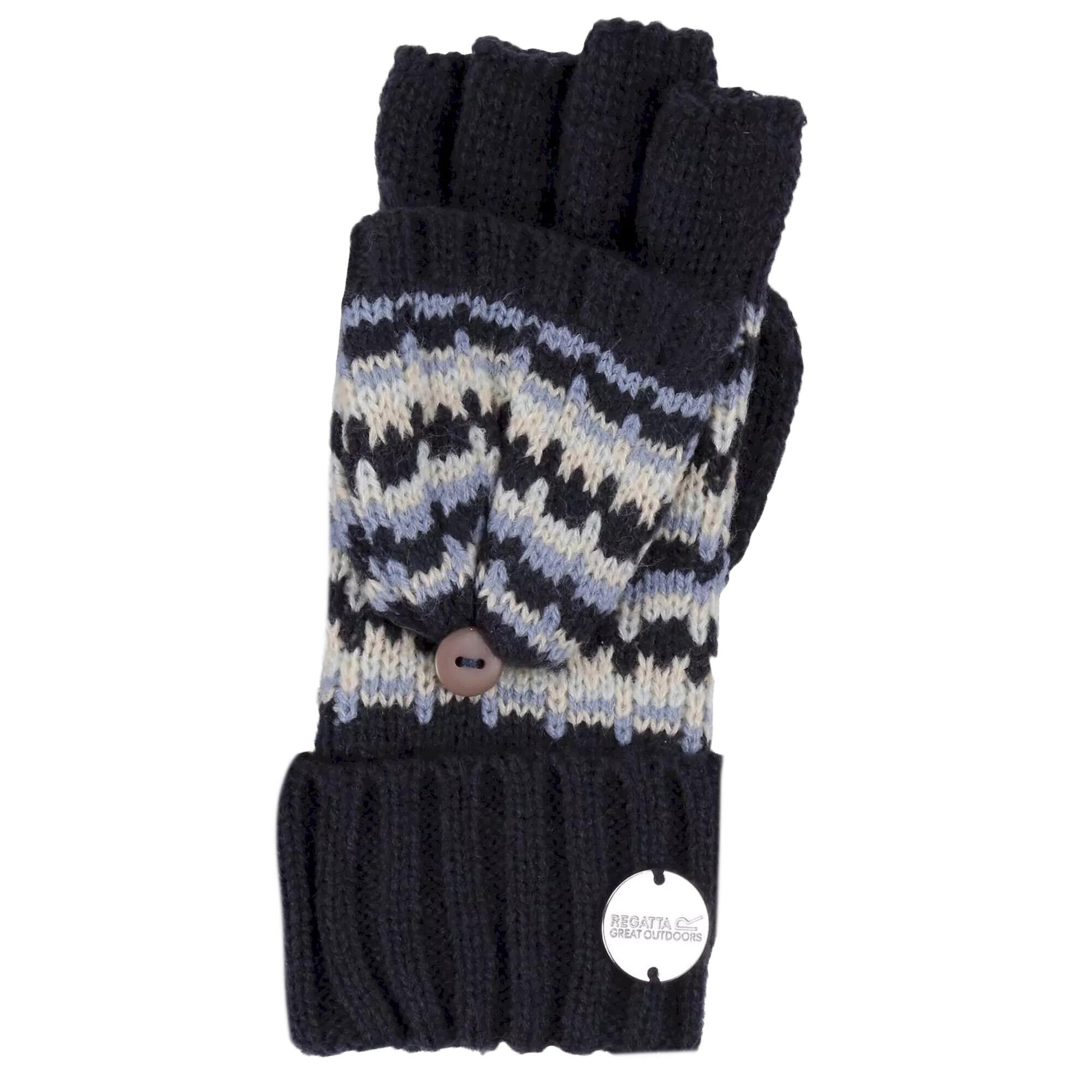 Childrens/Kids Baneberry Knitted Fingerless Gloves (Navy) 2/4