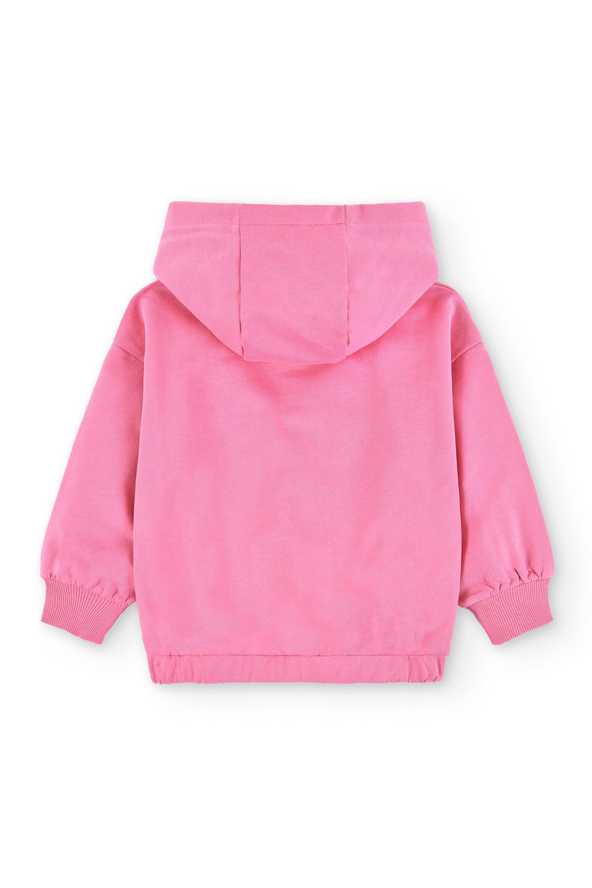 Jaqueta de moletom rosa-choque infantil | Com 3/4