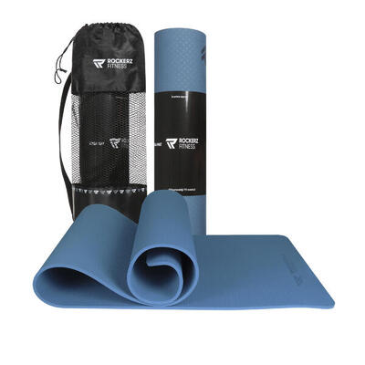 Yoga mat - fitness en sportmat - anti slip - eco tpe materiaal - kleur: blauw