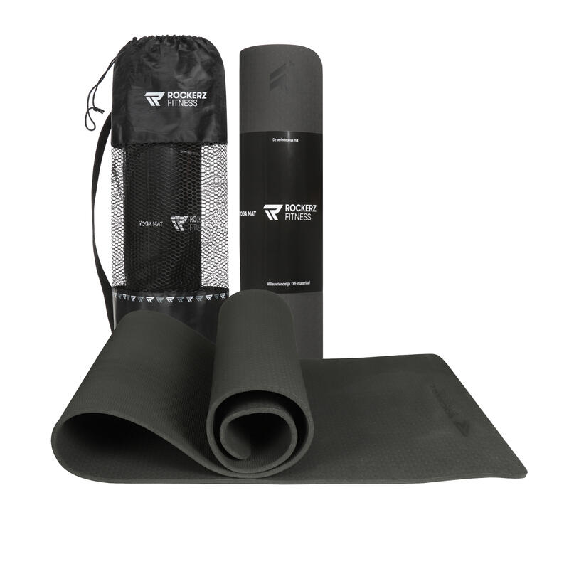 Yoga mat - Fitness en sportmat - Anti slip - Eco TPE materiaal - Kleur: Zwart