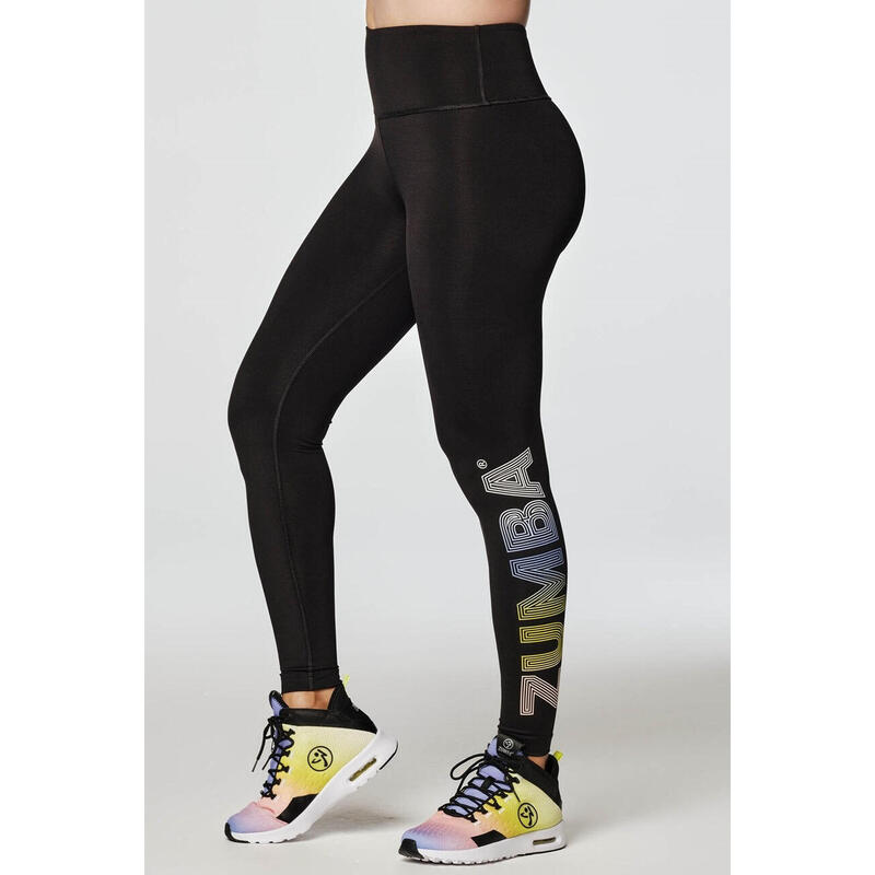 Legginsy sportowe damskie Zumba Move Dream Shine z wysokim stanem