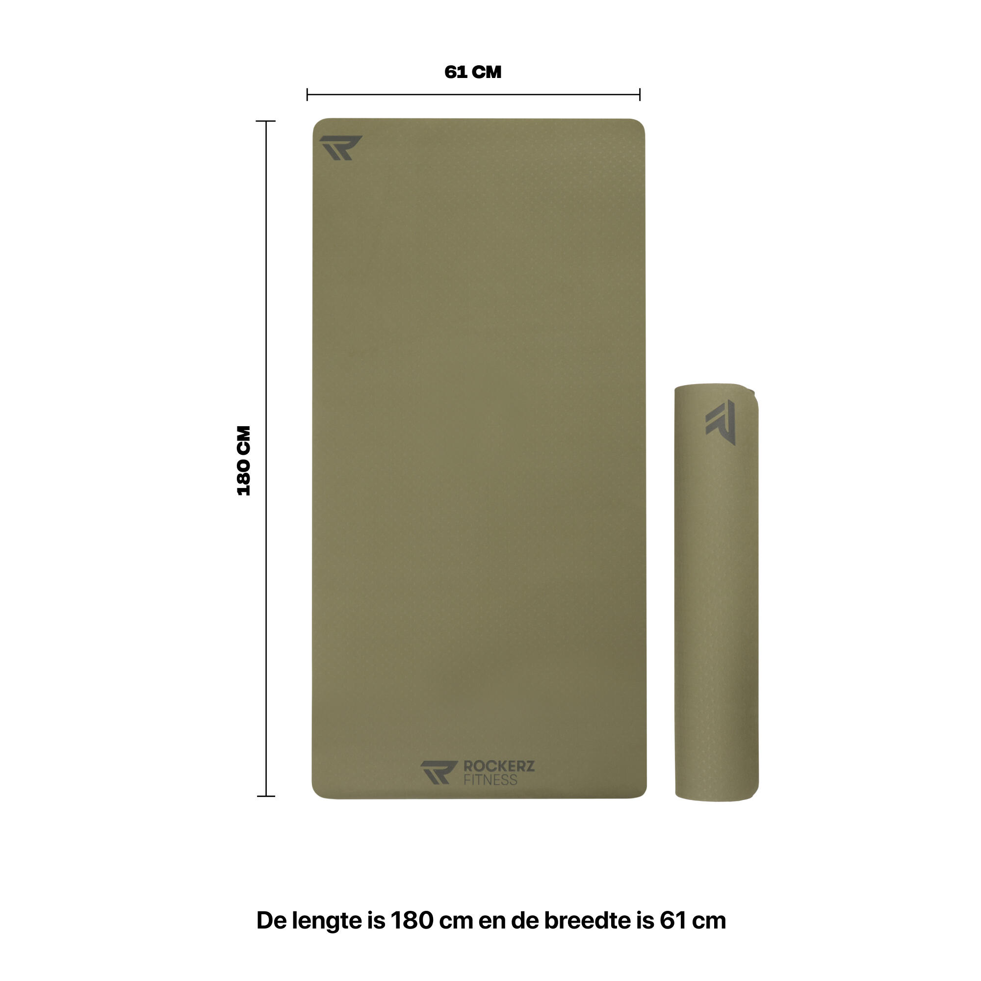 Yoga mat - Fitness mat - Sport mat - Anti slip - Eco TPE materiaal - Olijfgroen 5/7