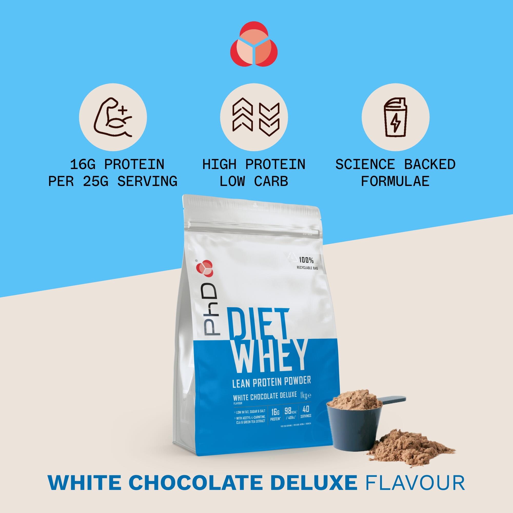 PhD Nutrition | Diet Whey Powder | White Chocolate Deluxe Flavour | 1kg 4/5