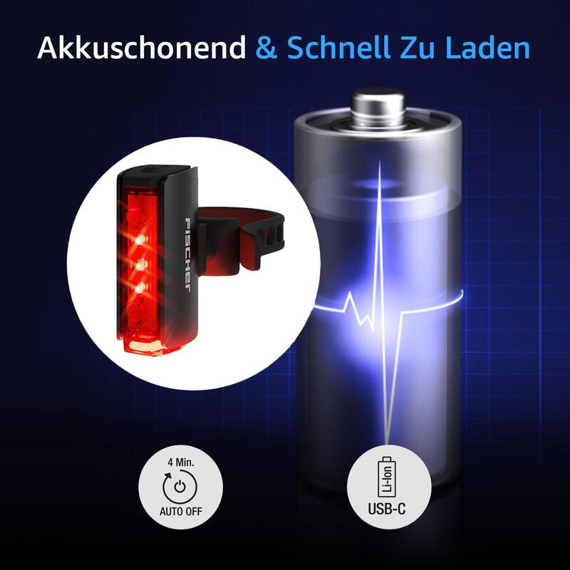 FISCHER LED-Akku Rücklicht TWIN STOP mit Bodenbeleuchtung und Bremslichtfunktion