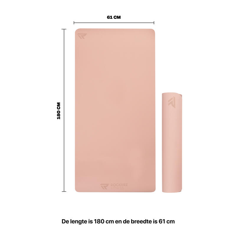 Yoga mat - Fitness en sportmat - Anti slip - TPE materiaal - Kleur: Rose gold