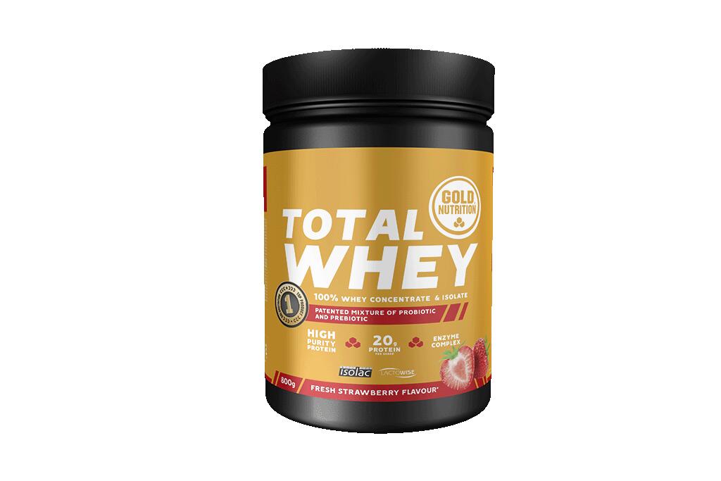 GOLD NUTRITION PROTEÍNA DE SORO TOTAL WHEY MORANGO - 800 G