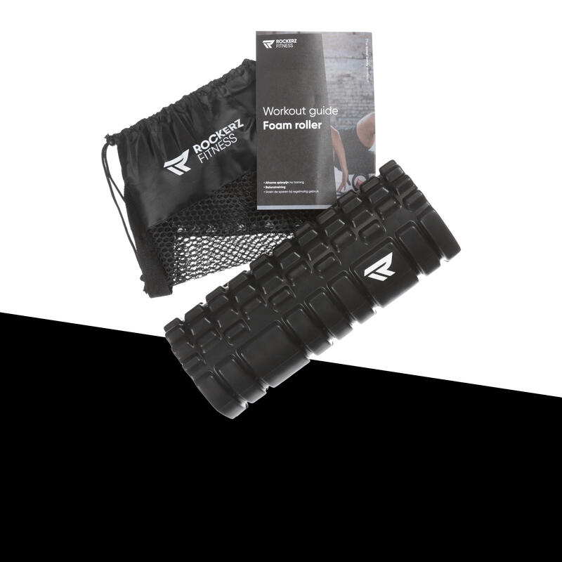 Foamroller - Voor herstel en triggerpoint van de spieren - Met opbergtas - Zwart