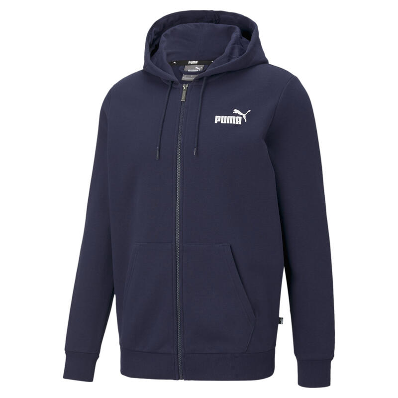 Essentials hoodie met logo en volledige ritssluiting heren PUMA Peacoat Blue