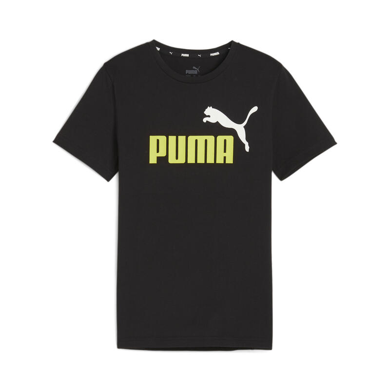 Essentials+ Two-Tone Logo T-Shirt Jugendliche PUMA Black Lime Sheen Green