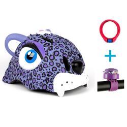 Crazy Safety Set casco de bici para niños, candado y timbre | Leopardo Morado