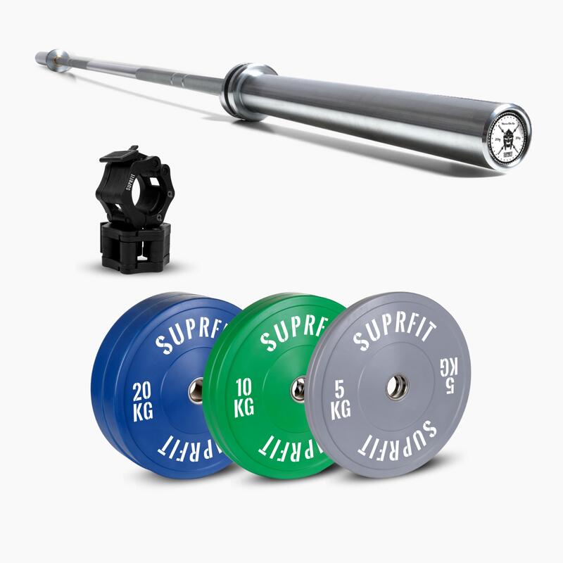 Colored White Logo Weightlifting Starter Set Warrior Elite Bar Chrome