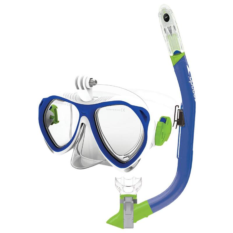 SPORT JUNIOR (AGED 6-14) SNORKELING MASK & SNORKEL COMBO SET - BLUE