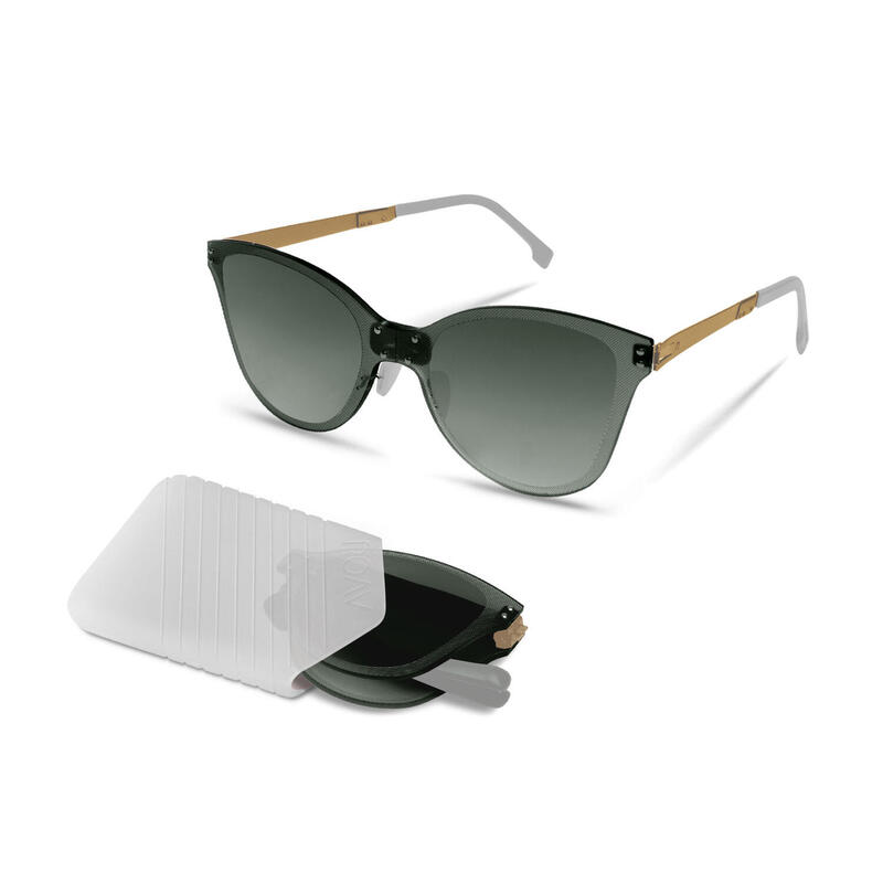 FLOAT O005 Adult Unisex Folding Sunglasses - Brush Gold / G15 Gradient