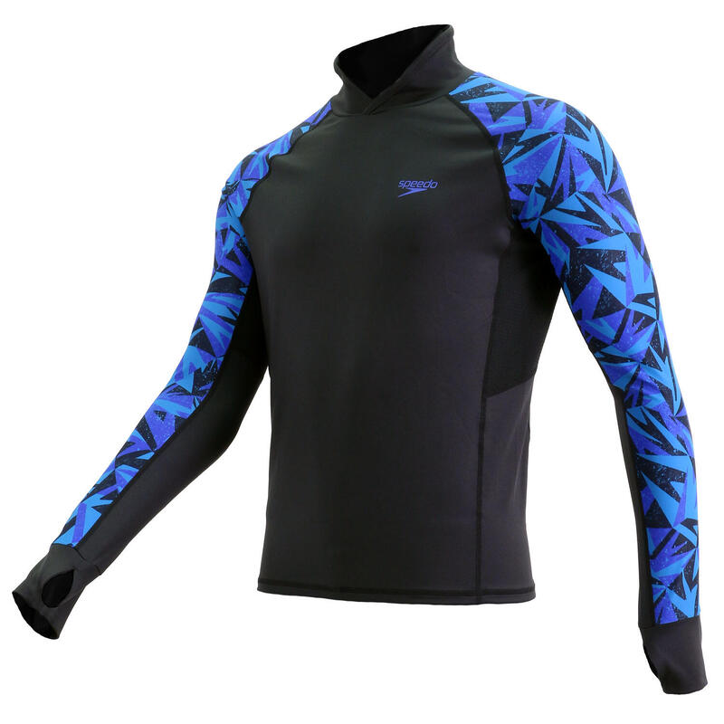 DELUXE MEN'S BREATHABLE LONG SLEEVE WATER ACTIVITY TOP - BLACK/BLUE