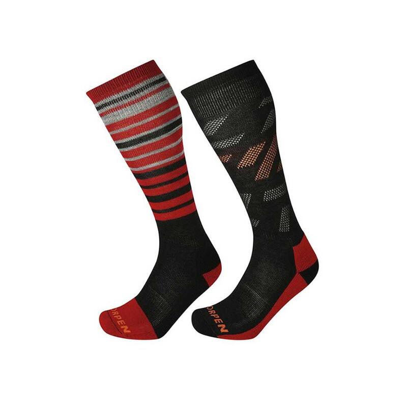 Adult Ski Mid ECO Socks (2 Pack)- Black/Red