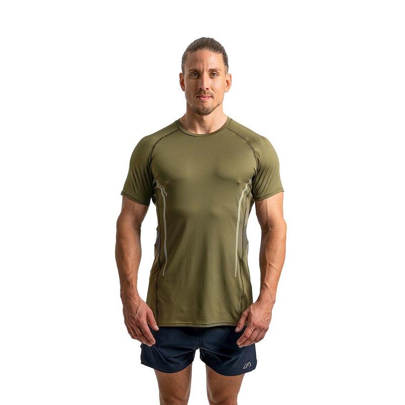 Men 6in1 Plain Dri-Fit Gym Running Sports T Shirt Fitness Tee - OLIVE