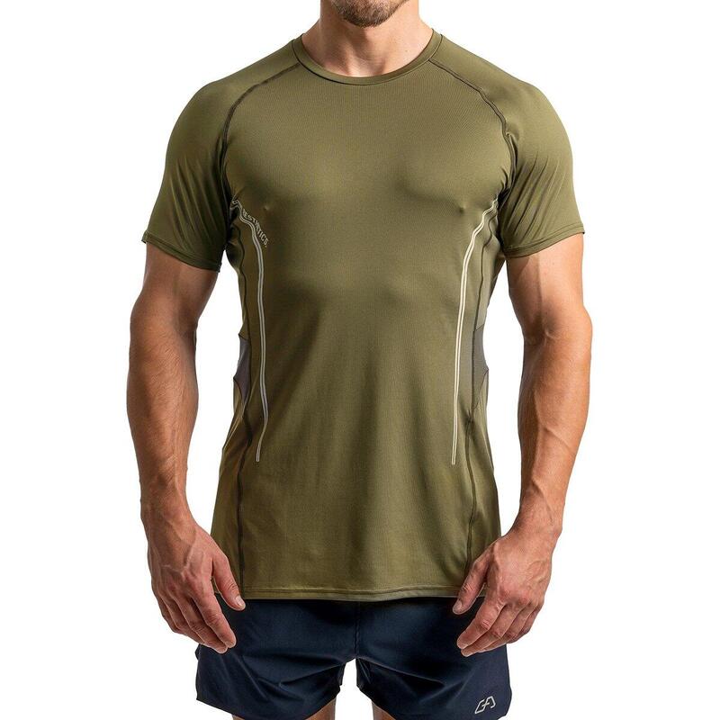 Men 6in1 Plain Dri-Fit Gym Running Sports T Shirt Fitness Tee - OLIVE