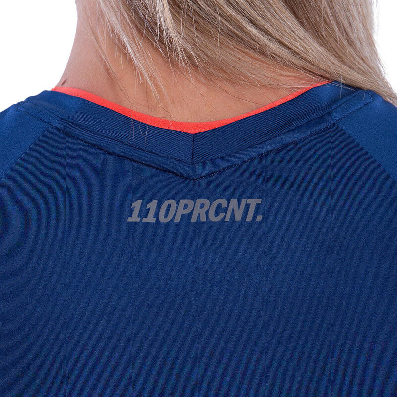 Women Printed V Neck Yoga Gym Running Sports T Shirt Fitness Tee - Navy