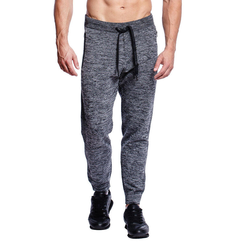 Men Pattern Coldproof Long Cotton Pants with Zipper - GREY