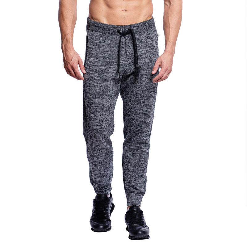 Men Pattern Coldproof Long Cotton Pants with Zipper - GREY