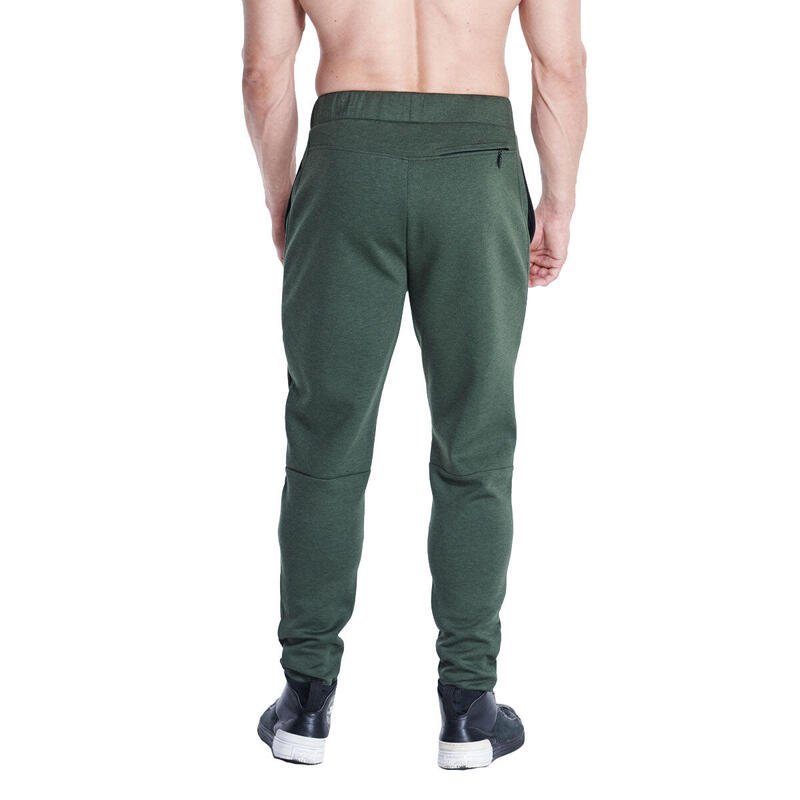 Men Sideband Waterproof Long Sweatpants with Zipper - Olive
