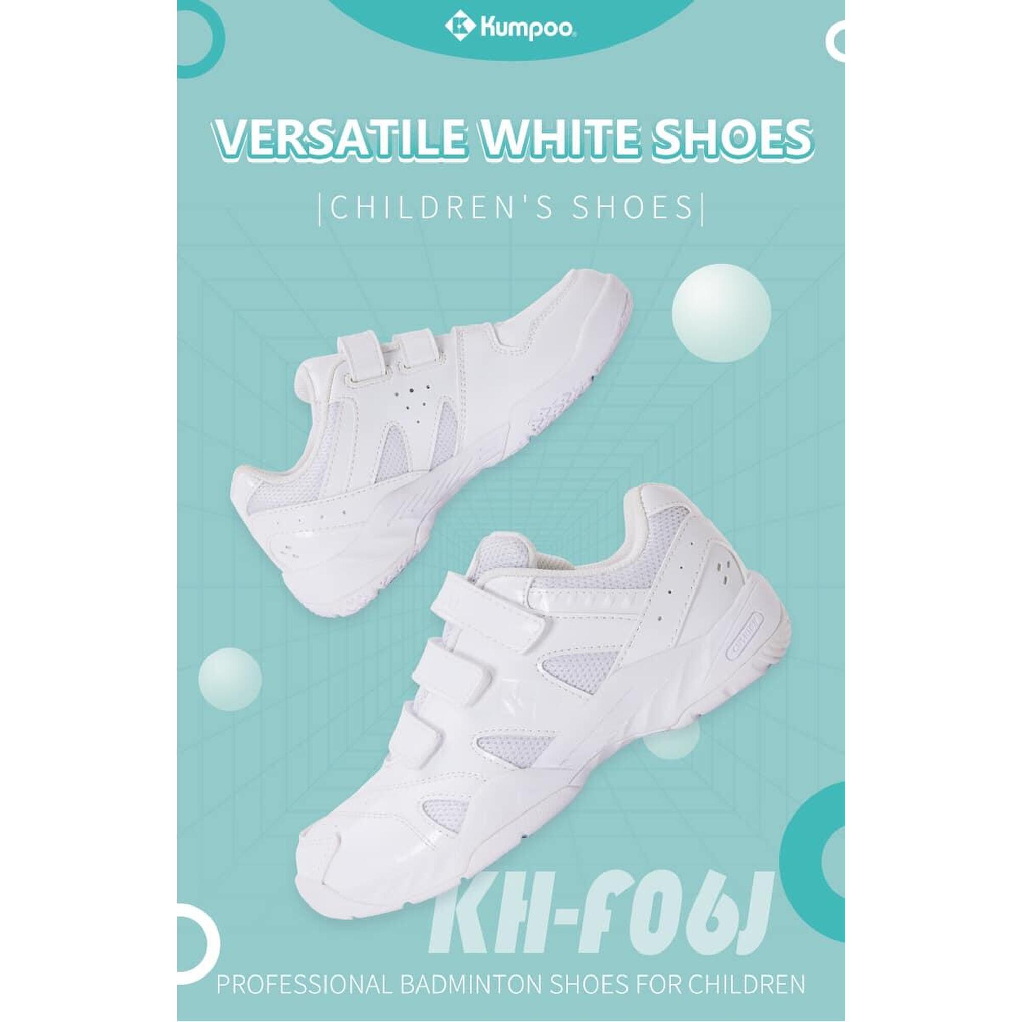 (Preorder) KH-F06J Kids' Velcro Professional Badminton Shoes - White