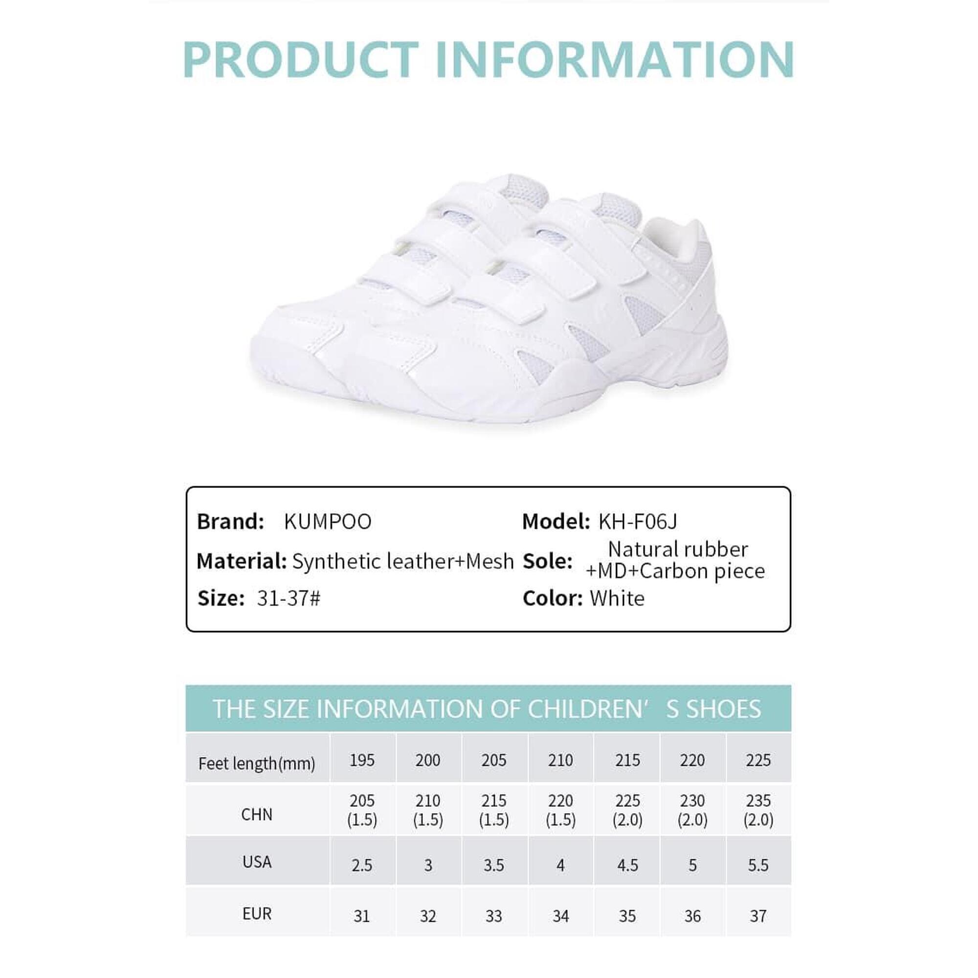 (Preorder) KH-F06J Kids' Velcro Professional Badminton Shoes - White
